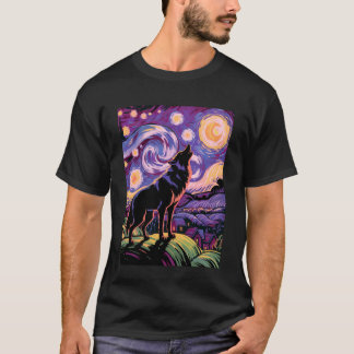 Wolf Sternennacht Heulender Mond Lustige Geschenke T-Shirt