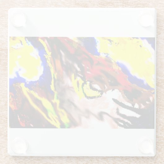 Wolf-Sterngelb Glasuntersetzer (Rückseite)