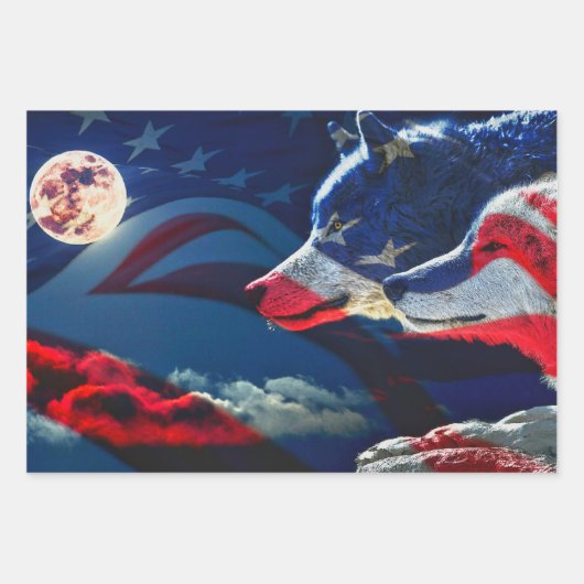 Wolf Stolz auf Land und Flagge Geschenkpapier Set (Vorderseite 3)