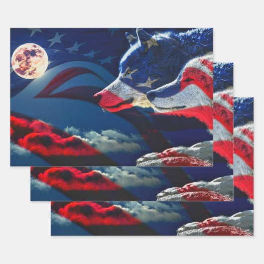 Wolf Stolz auf Land und Flagge Geschenkpapier Set (Set)