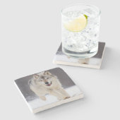 Wolf-Stone-Untersetzer Steinuntersetzer (Seitenansicht)