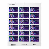 Wolf Sunburst Neon individuelle Name Adressaufkleber (Vorne)