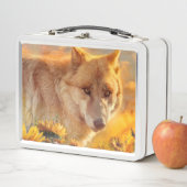WOLF SUNRISE SPRING FLOWERS METALL BROTDOSE (Beispiel)