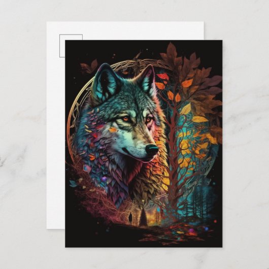 Wolf Surreal Fantasy Postkarte (Vorne/Hinten)