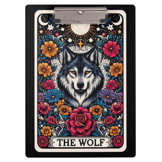 Wolf Tarot Karte | Mystisches Tier Klemmbrett (Vorderseite)