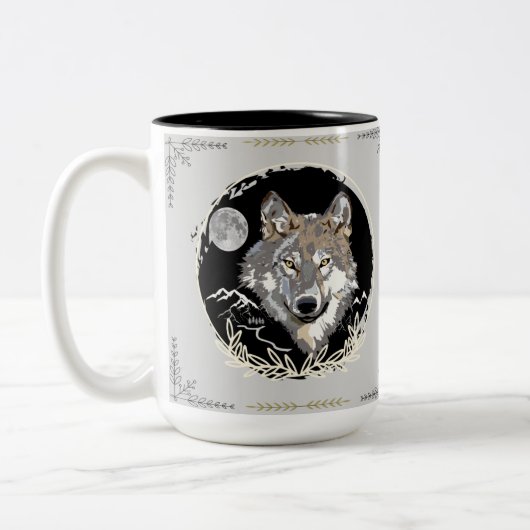 Wolf Tasse Grau und Schwarz Tasse (Links)
