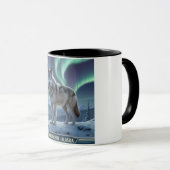 Wolf Tasse 🐺 ❄️ | Northern Lights Wildlife Art 🌌 (VorderseiteRechts)