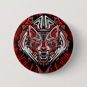 Wolf-Tätowierungs-Arthaida-Kunst-runder Knopf Button