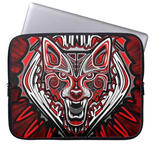 Wolf Tattoo Style Haida Art Laptop Schlauch 15 Zol Laptopschutzhülle (Vorderseite)