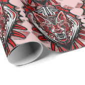 Wolf Tattoo Style Haida Art Matte Wrapping Paper Geschenkpapier (Rolleneckpunkt)