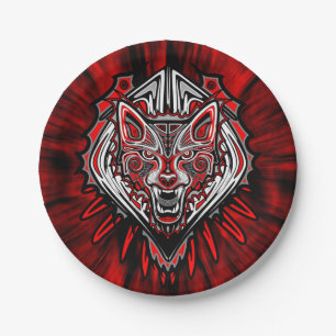 Wolf Tattoo Style Haida Art Paper Tellers 7" Pappteller