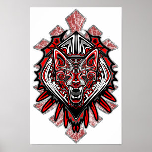 Wolf Tattoo Style Haida Art Poster Paper (Matte)