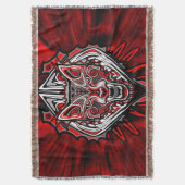 Wolf Tattoo Style Haida Art Throw Blanket Decke (Vorderseite Vertikal)