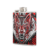 Wolf Tattoo Style Haida Art Vinyl Wrapped Flask Flachmann (Links)