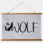 Wolf Text Grafik Art Art Wandteppich Mit Holzrahmen (Vorne)