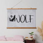 Wolf Text Grafik Art Art Wandteppich Mit Holzrahmen (Schlafzimmer)