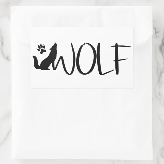 Wolf Text Grafik Logo Rechteckiger Aufkleber (Tasche)