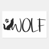 Wolf Text Grafik Logo Rechteckiger Aufkleber (Vorderseite)