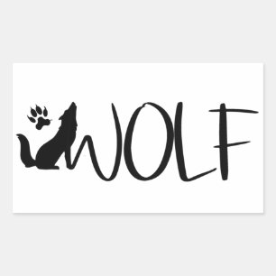 Wolf Text Grafik Logo Rechteckiger Aufkleber