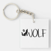 Wolf Text Graphic Logo Schlüsselanhänger (Vorderseite)