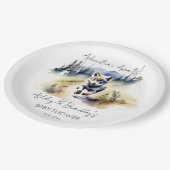 Wolf-Themenabenteuer erwartet Baby-Duschgeschirr Pappteller (Schrägansicht)