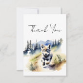 Wolf-Themenabenteuer erwartet Babydusche Dankeskarte (Vorderseite)