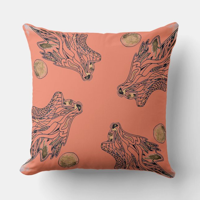 Wolf Throw Pillow Kissen (Vorderseite)