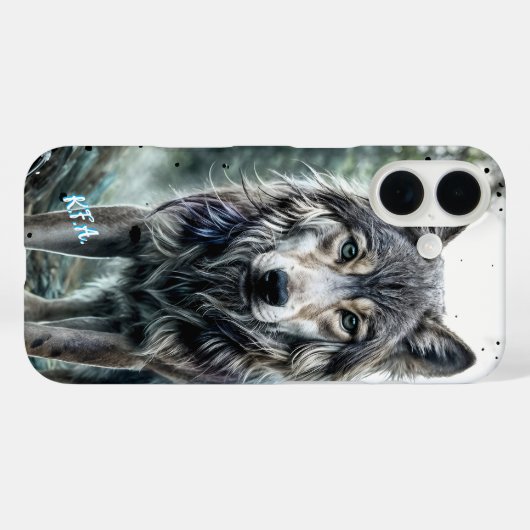 Wolf - Tier mit Initialen Case-Mate iPhone Hülle (Rückseite (Horizontal))