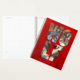 Wolf-Tierfotografie mit Typografie Planer