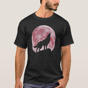 Wolf-Tierwolf auf dem Mond im Mond herumhüpfen T-Shirt
