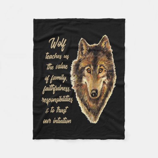 Wolf Totem Animal Spirit Guide Tshirt Fleecedecke (Vorderseite)