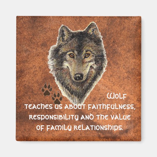 Wolf, Totem der Wölfe, Naturführer Magnet (Vorne)