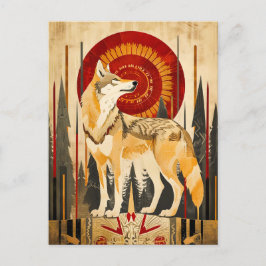 Wolf Totem – Guardian in Deco Style Postkarte