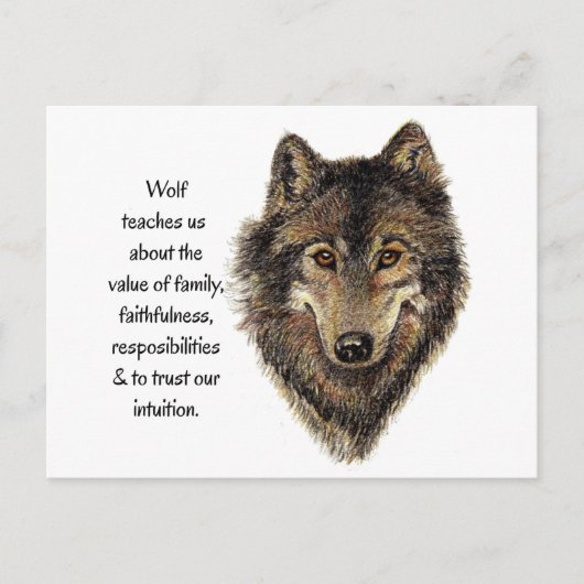 Wolf Totem Tierführer Wasserfarbe Art Postkarte (Vorderseite)