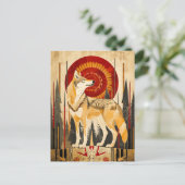 Wolf Totem – Wächter im Deco-Stil Postkarte (Stehend Vorderseite)