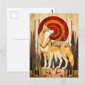 Wolf Totem – Wächter im Deco-Stil Postkarte (Vorne/Hinten)