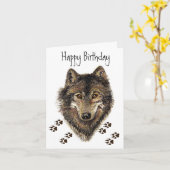 Wolf Tracks Animal Birthday Card Karte (Gelbe Blume)