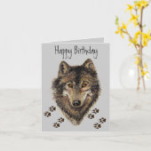 Wolf Tracks Animal Birthday Card Karte (Gelbe Blume)