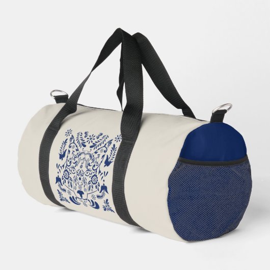 Wolf Traditionelles Muster Print Cut Nähtasche Duffle Bag (Rechte Ecke)