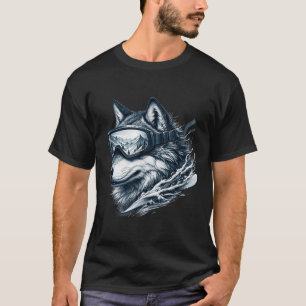 Wolf trägt Ski-Schneebrille Wolf Skifahren T-Shirt