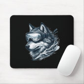 Wolf trägt Skischneebrille Wolf Skifahren Mousepad (Mit Mouse)