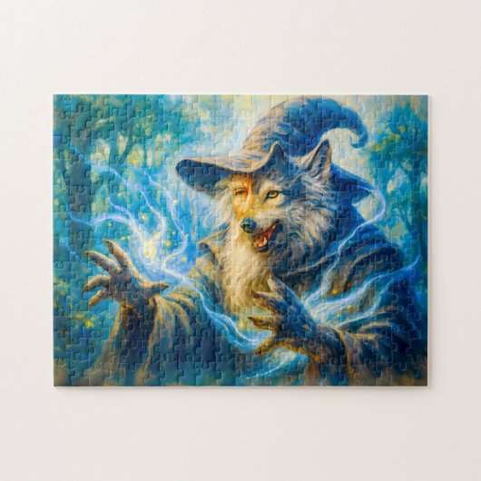 Wolf-transforming mage in fantasy oil style puzzle (Horizontal)