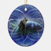 Wolf Traumcatcher Weihnachtsbaum Keramik Ornament (Links)