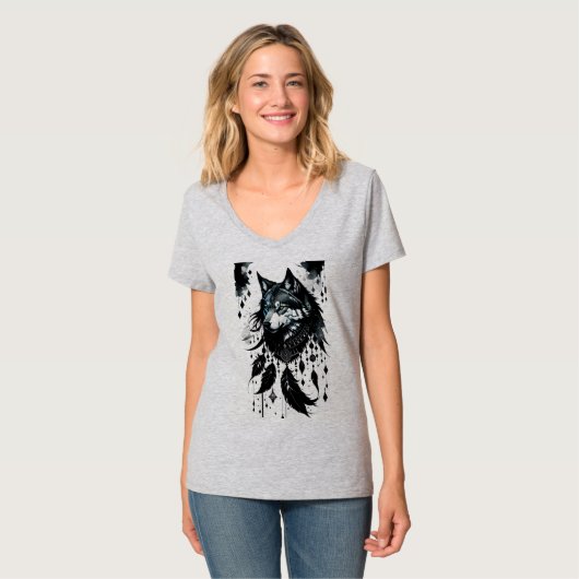 Wolf, Träumer, Amulet, Talisman T-Shirt (Vorderseite Vollansicht)