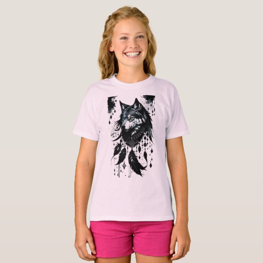 Wolf, Träumer, Amulet, Talisman T-Shirt (Vorne ganz)