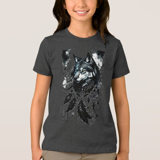 Wolf, Träumer, Amulet, Talisman Tri-Blend Shirt (Vorderseite)