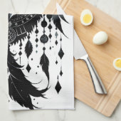 Wolf, Träumfänger, Amulet, Talisman, Schutz, Geschirrtuch (Viertel Falte)