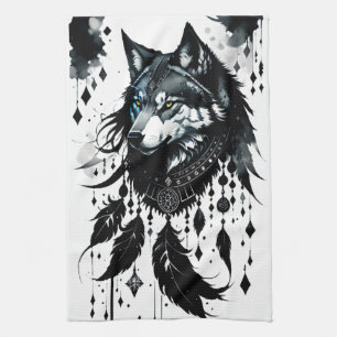 Wolf, Träumfänger, Amulet, Talisman, Schutz, Geschirrtuch