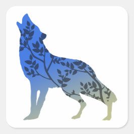 Wolf Tree Quadratischer Aufkleber