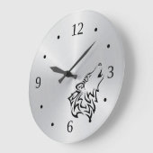 Wolf Tribal Tattoo Vector Silver Black Große Wanduhr (Winkel)